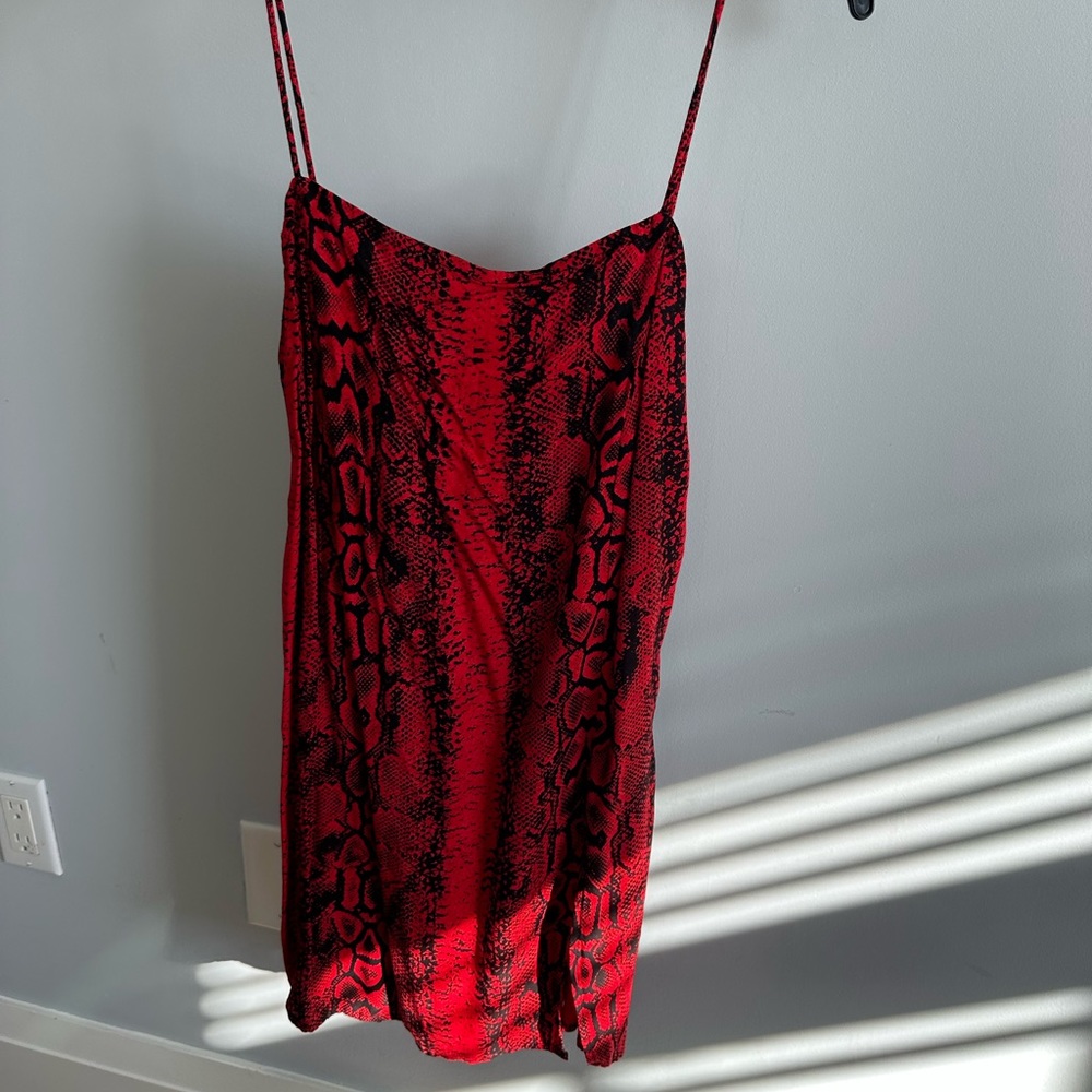 Motel Rocks Red and Black Snakeskin Dress